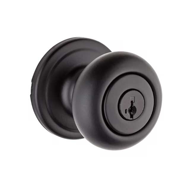 Kwikset: Hancock Entry Door Knob with Round Rose / Iron Black  / with SmartKey Technology